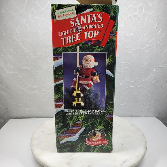 Mr Christmas Animated Santa Tree Topper Light-Up Gold Finial 14” Holiday Decor - Picture 2 of 16